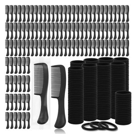 30pcs Bulk Hair Combs & 100pcs Hair Ties Set, No Damage Thick Hair Elastics