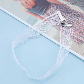 Yheakne Boho Flower Lace Choker Necklace, White Hollow Lace Thin Tulle Collar Necklace, Vintage Tattoo Necklace, Chain Jewelry for Women and Girls (White)