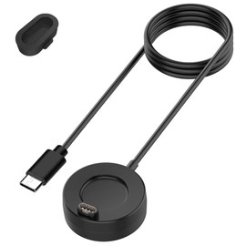 Threeeggs Compatible with Garmin Watch Charger Dock, USB Type-C Charging Cable for Instinct & Instinct 3 2 2S 2X, Fenix 7 7X 6 6S 6X 5 5S Plus + Black Anti-Dust Plugs