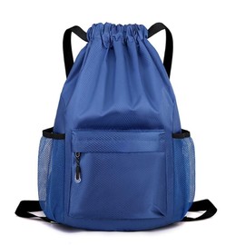 bh life Knapsack, Sports String, Gym Bag, Stylish, Small, Large, Pool Back, Kids, Adults, Large Capacity, Lightweight, Pockets, Mesh, Gymnastics Clothes, blue, L
