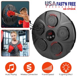 Music Boxing Machine with Boxing Gloves, Wall Mounted Electronic Wall Target Punching Pad LED Lighted Sandbag Boxing Training Machine Exercise Equipment for Home, Indoor and Gym