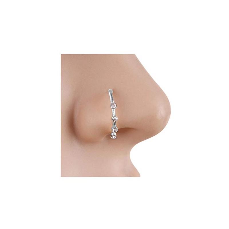 Greendou Fashion Jewelry Gold/Silver Thin Four Diamond Clear Crystal Nose