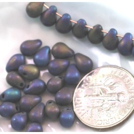 Czech Tear Drop Beads, 4x6 mm, Blue Iris Czech Glass Beads, 30Beads