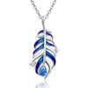 PCTJYFU Feather Necklace 925 Sterling Silver Blue Feather Pendant Native