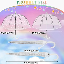 Fabbay 2 Pcs Kids Clear Bubble Umbrella Unicorn with Easy Grip Curved Handle Transparent Bubble Umbrella for Toddler Girls(Star)