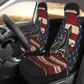ANFXIEDU 2nd Amendment Vintage American Flag USA Second 2A Car Seat Covers, 2pc Car Seat Covers Front Seats Protector for Cars Car SUV Sedan Truck
