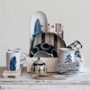 Creative Co-Op Stoneware Pot with Painted Designs and Bamboo Spoon,