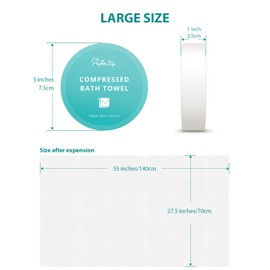 PUFFIN TRIP Compressed Towel Tablets Disposable Bath Towel 55’’x27.5’’ Larger Thicker Softer Reusable Towel for Camping Hotel Sports Beach Swimming Hiking Vacation 5 Pack