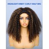 Ashart Highlight Brown Ombre Kinky Curly Half Wig Human Hair