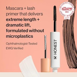 The Honest Company Extreme length mascara y primer, 0.20 Fl Oz, Negro