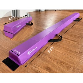 MARFULA 6 FT / 8 FT / 9 FT / 10 FT Balance Beam Folding Floor Gymnastics Equipment for Kids, Non Slip Base, Gymnastics Beam for Training Home Gym Use Purple