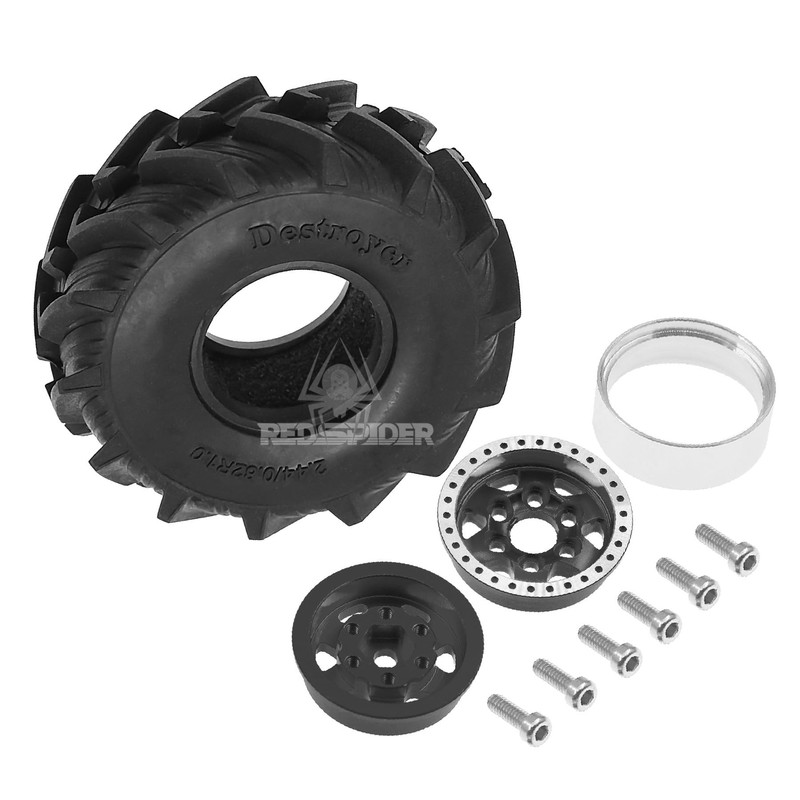 REDSPIDER 1.0 Beadlock Wheels and MUD Tires Set for 1/24