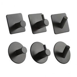 Strong attachment, no drilling required, interior BLACK storage organization hook, modern Wall hook square straight type