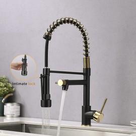 AIMADI Kitchen Faucet,Black Kitchen Faucet with Sprayer,Commercial Style Matte Black Faucet Kitchen Single Handle Single Hole Kitchen Sink Faucet