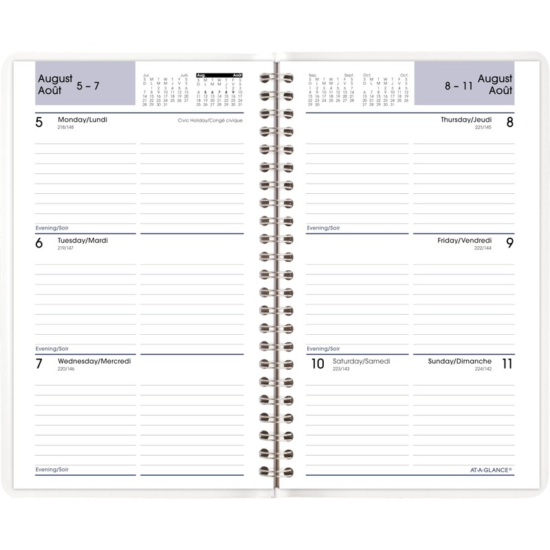 AT-A-GLANCE (DayMinder) Desk Weekly Academic Planner, Assorted Colours, Bilingual (AY41F1025)