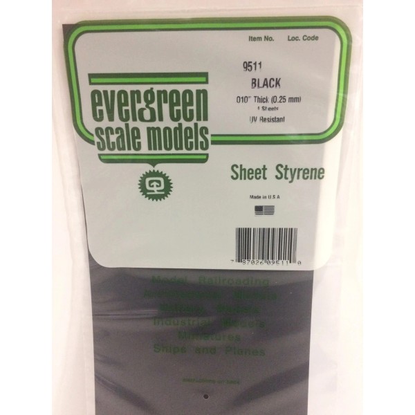 EVERGREEN EVG9511 .010 SHEETS BLACK 4PC