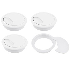 4 PCS Desk Grommet, White Desk Cable Grommet, Cord Plastic PC Computer Wire Hole Cover for Home, Office(60mm)