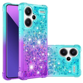 GYHOYA Compatible with Xiaomi Redmi Note 13 Pro+ Plus 5G Case Girls Women Liquid Glitter Heavy Duty Shockproof Soft TPU Bumper Silicone Protective Cover for Redmi Note 13 Pro+ Plus 5G Gradient Blue