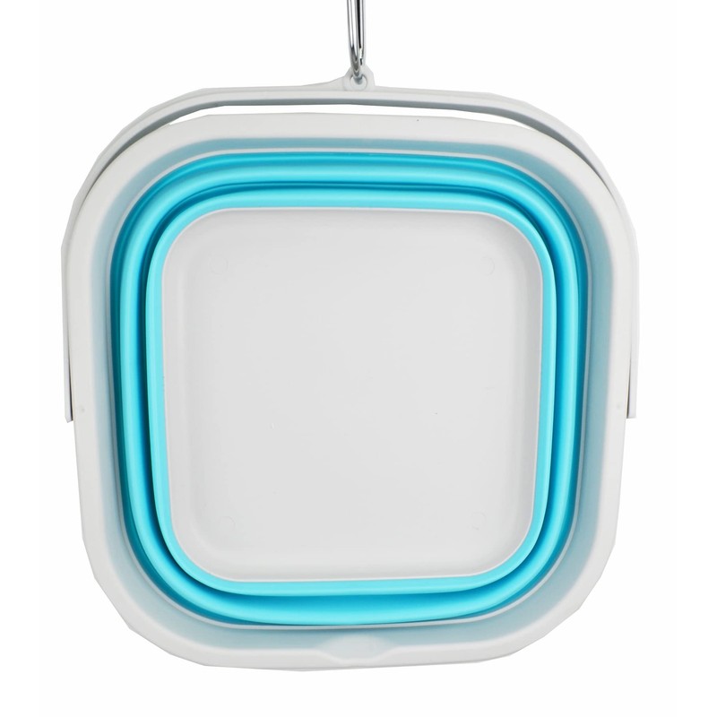 SAMMART Folding Tub (Grey/Cyanine, 5.5 L Bucket)