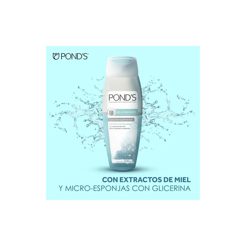 Pond’s Loción Desmaquillante Dual Bio-Hydratante 200 ml | Limpieza Profunda