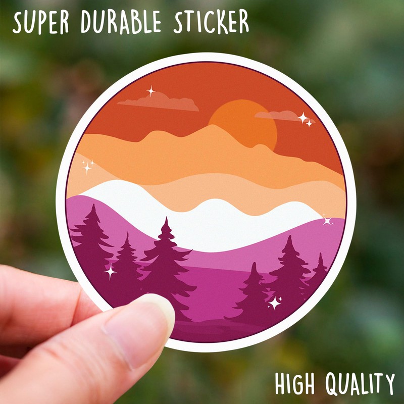Subtle Lesbian Flag, Weather-Resistant Pride Sticker for Laptop, Water Bottles,