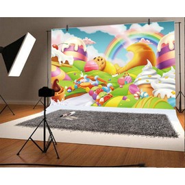 Yeele 10x8ft Fantasy Candy Land Backdrop for Photography Cartoon Rainbow Ice Cream Dessert Background Kids Birthday Party Decoration Girls Boy Baby Shower Banner Photo Booth Shoot Vinyl Studio Props