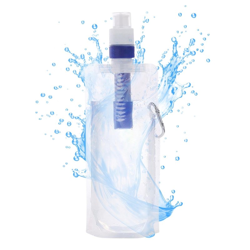 Foldable Filtered Water Bottle - Hiking Water Filter,Reusable Water Pouch
