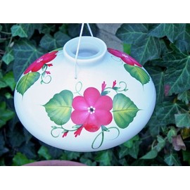Lone Wolf Hummingbird Feeder - Large Red Posy - Hand-Painted Ceramic - HF4-R