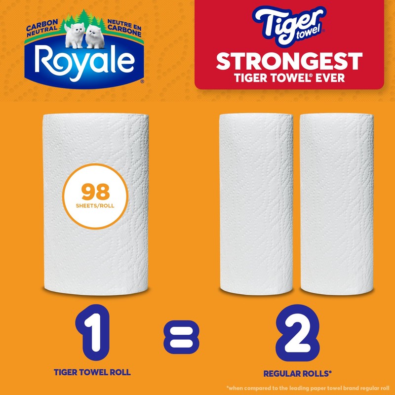 Royale Tiger Strong Paper Towel, 3 Double Equal 6 Rolls,