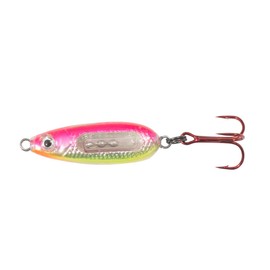 Northland Fishing Tackle Glass Buck-Shot Ice Fishing Jigging Spoon, Pink Silver, 1/4 Oz for Walleye, Perch, and Crappie