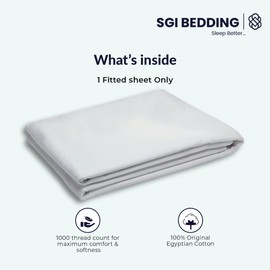 SGI bedding 28" King Split Top Flex Head Fitted Sheet ONLY 100% Egyptian Cotton Sheet 1000 Thread Count Flex Top Fitted Sheet for Adjustable Bed 18" Deep Pocket, Sleep Number Bed - Light Grey