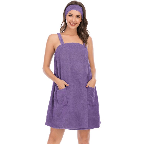 Veseacky Terry Cloth Spa Wrap for Ladies Gym Shower Towel