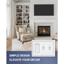ZILLSEA Pure White 2 Toggle/1 Decorator Wall Plates, 1-Pack Combo Double Toggle/Single Rocker Switch Plates, Durable Metal, 3-Gang, 6.77''*4.88'', Midsize
