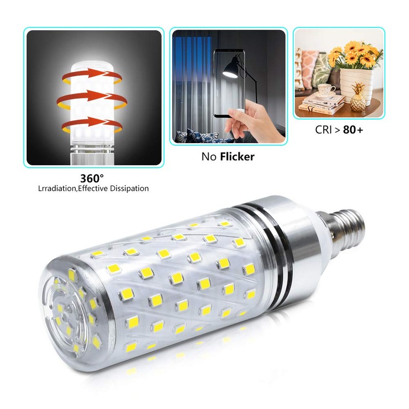 LEDLightsWorld Super Bright E12 LED Corn Bulbs, 16W 1500LM Bulbs,