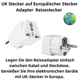 H52CS Travel Adapter for EU - UK/USA to EU Socket Adapter, Worldwide Compatible for US/UK/China to EU Plug, Ideal for Devices with German Plug