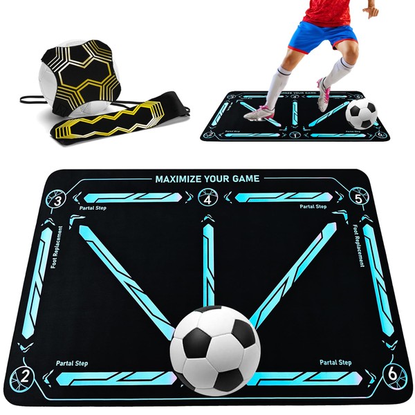 Soccer Training Mat with Adjustable Soccer Trainer - Non-Slip Soccer