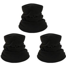Risipu Winter Toddler Neck Warmer Girls Neck Warmer Face Scarf Boys Super Soft Dralon Scarf Windproof Neck Warmer Tube Scarf Snood, 3 pieces - black