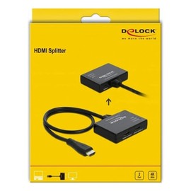 Delock 87747 HDMI Splitter 1 x HDMI in > 2 x HDMI Out 4K 60 Hz (Supports HDR, High Speed HDMI Specification, Transmission of Audio and Video Signals)