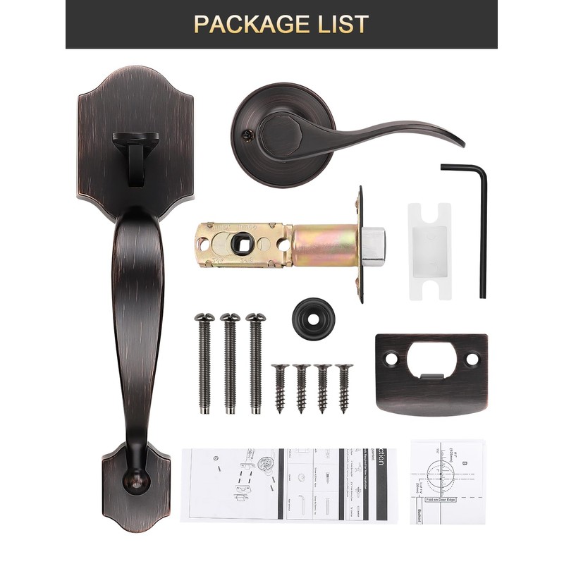 Tinewa Single Cylinder Exterior Handleset, Keyless Front Door Handle with