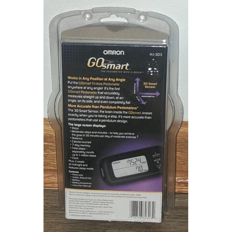 OMRON GO SMART TRI-AXIS POCKET PEDOMETER WITH A BRAIN HJ-303