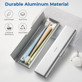 Oralphi Upgraded Wider Aluminum Toothbrush Travel Case, Portable Travel Toothbrush Holder, Durable Manual Toothbrush Box Container for Traveling, Bathroom, Camping, Business Trip-Silver (1 Pack)
