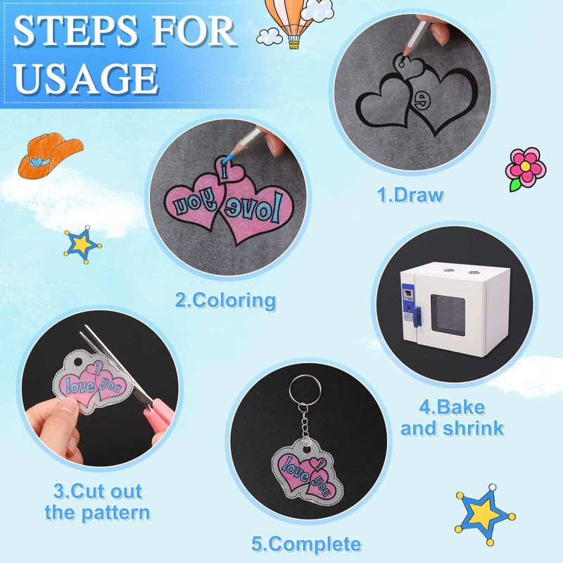cridoz 18 Pieces Shrinky Plastic Sheets, Shrink Paper Sheets Shrink