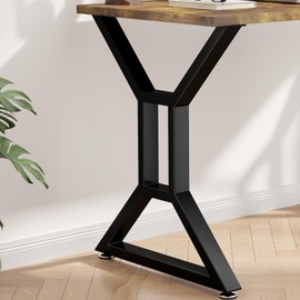 Glastined Metal Table Legs 24" H x 28" W Furniture Desk Bench Dining Table Legs Gourd Shape Heavy Duty Desk Legs with Adjustable Feet Set of 2 Black