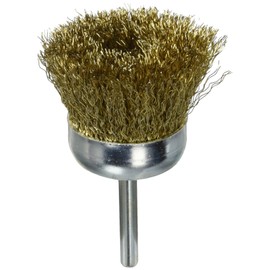 TRUSCO TB-6621 Cup Brush with Shaft Diameter 2.0 x 2.0 inches (50 x 6 mm), Brass Plated Steel Wire, Wire Diameter 0.25 in (0.25 mm)