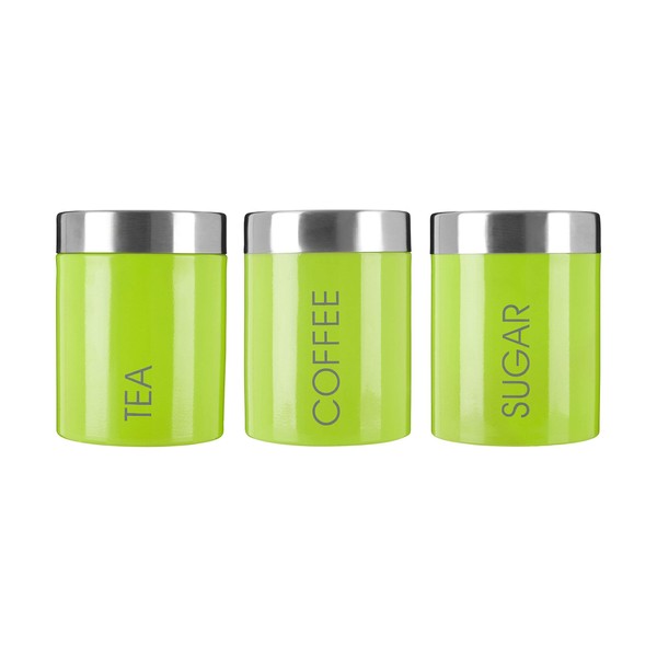 Premier Housewares Liberty Tea Coffee and Sugar Canisters-Set of 3-Lime