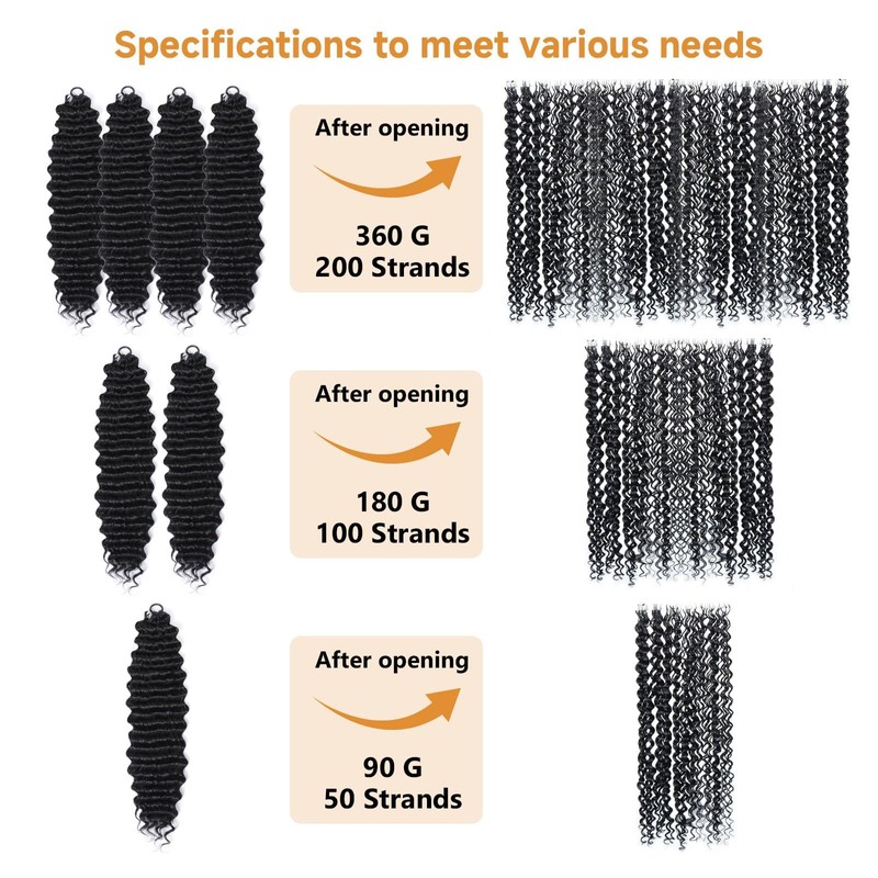 Deep Wave Feather Crochet Hair 18 Inch 4#， Miracle Knots