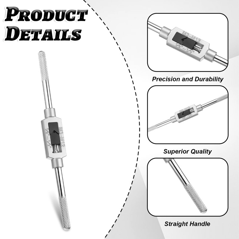 Jxiwfvl M3-M12 Adjustable Tap Wrench Handle, 1/16"-1/2" Profesional Tap Handle