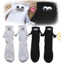 ADLUH Magnetic Socks, Socks with Magnets, Socks Holding Hands, Funny Magnetic Suction 3D Doll Pair Socks, Funny Unisex Socks, Holding Hands, Couple, Novelty, Couple Socks, 2 pairs