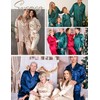 SWOMOG Couples Matching Pajamas Sets Silk Satin Long Sleeve Pj