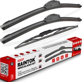 RAINTOK Windshield Wiper Blades Replacement for Dodge Grand Caravan 2008 2009 2010 2011 2012 2013 2014-2019 Original Factory Quality Front Rear Wipers Blade Set for Car - 26" 20" 16" (Piece of 3)